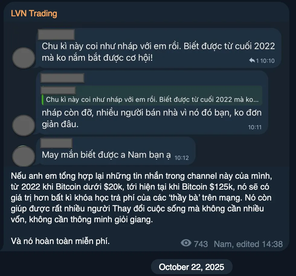 Tin nhắn Telegram gợi ý tổng hợp lại các chia sẻ từ 2022 tới nay
