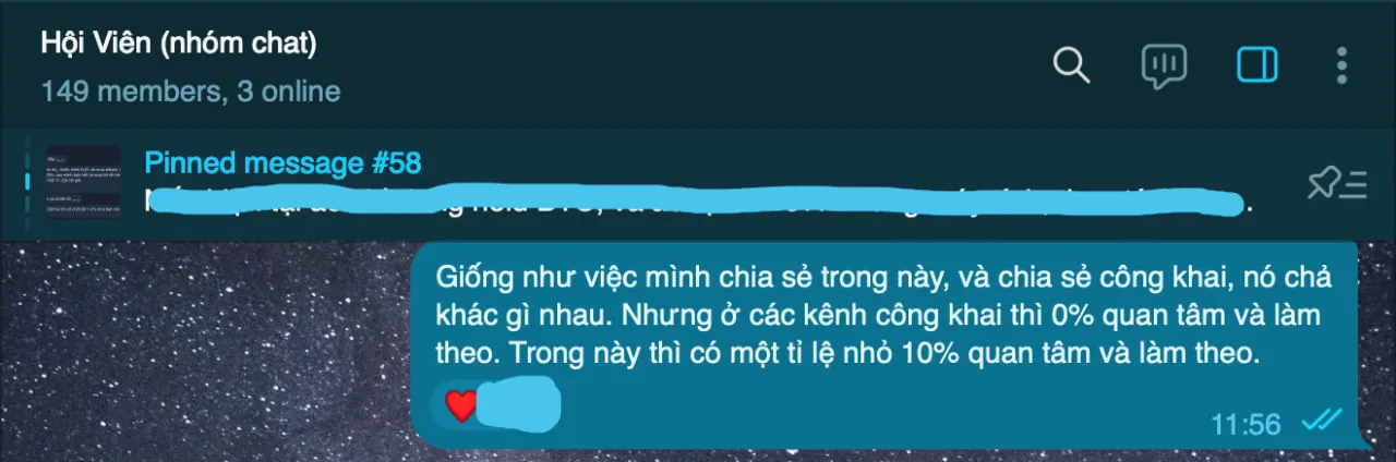 Tin nhắn trong channel Hội Viên