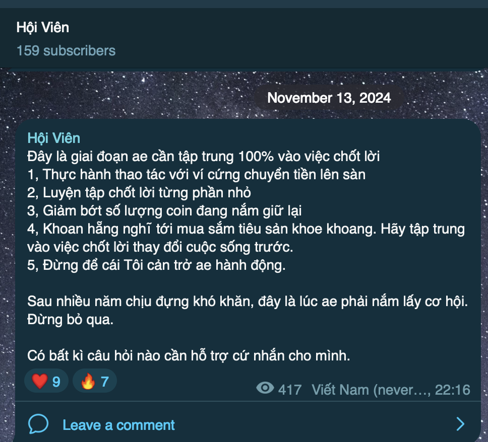 Thông báo ngưng nhận thêm thành viên để tập trung chốt lời