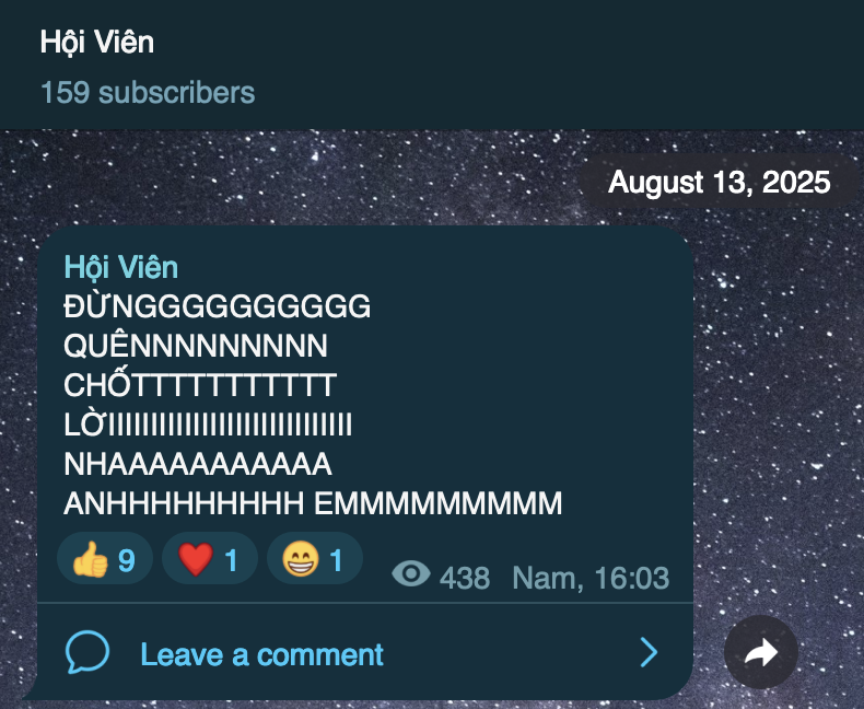 Tin nhắn nhắc anh em đừng quên chốt lời tháng 8/2025